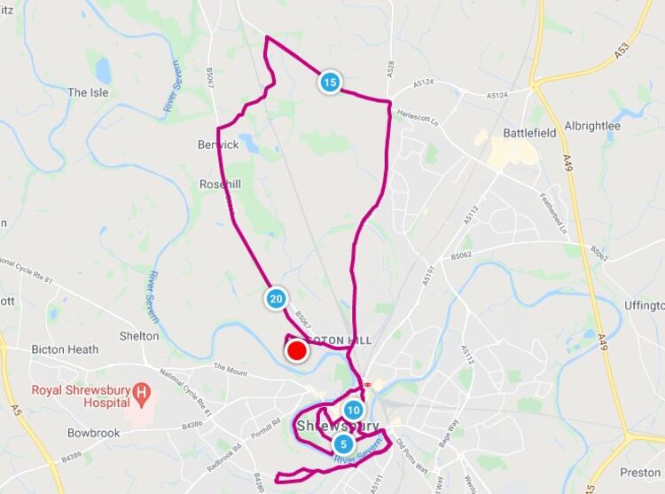 Shrewsbury Half Marathon Race Route Map